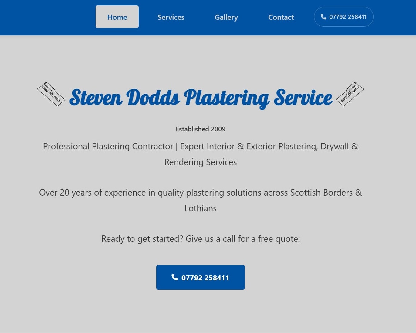 Steven Dodds Plastering website screenshot